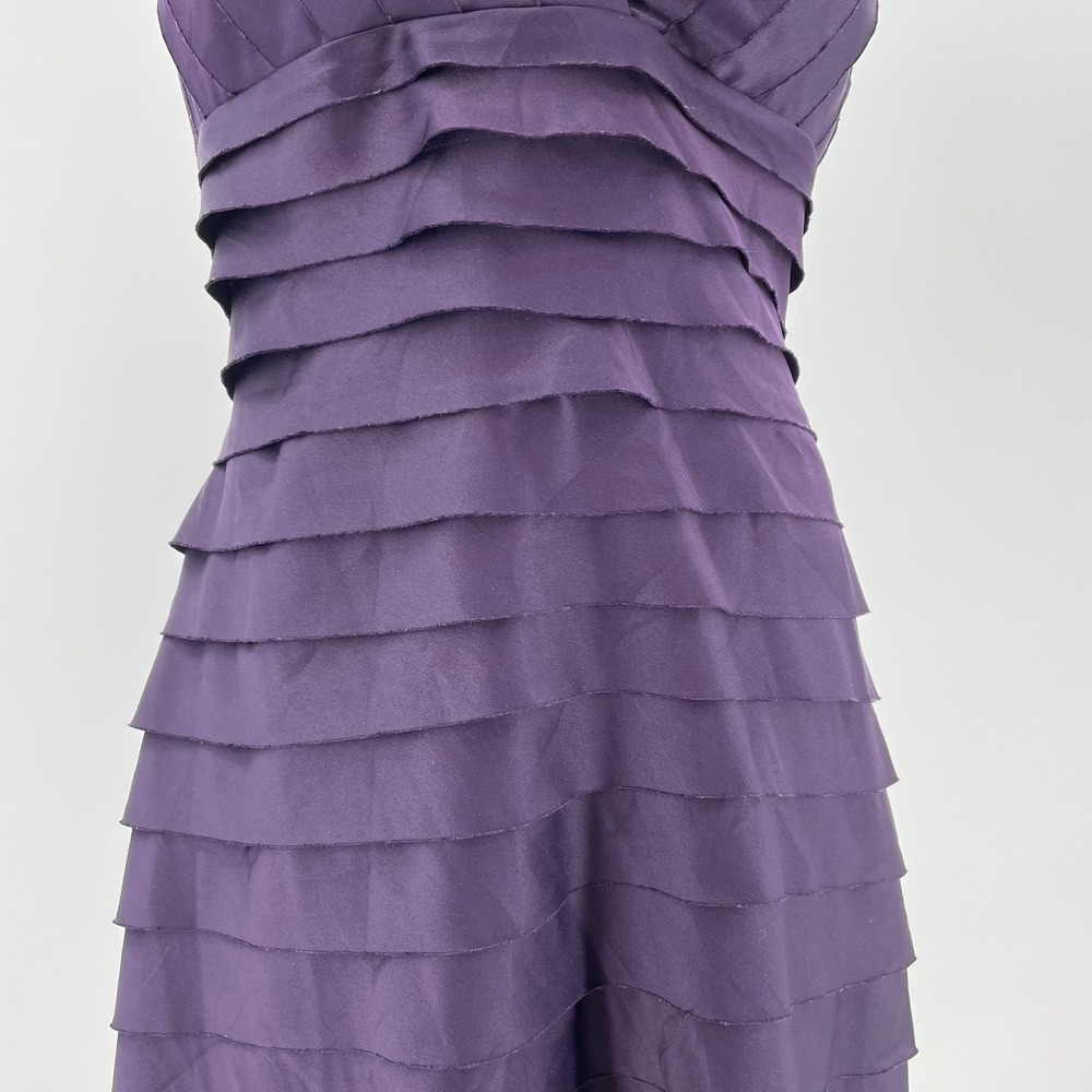 JS Collections Purple Tiered Halter Dress Size 12 Cocktail Wedding Guest Midi - Picture 4 of 11